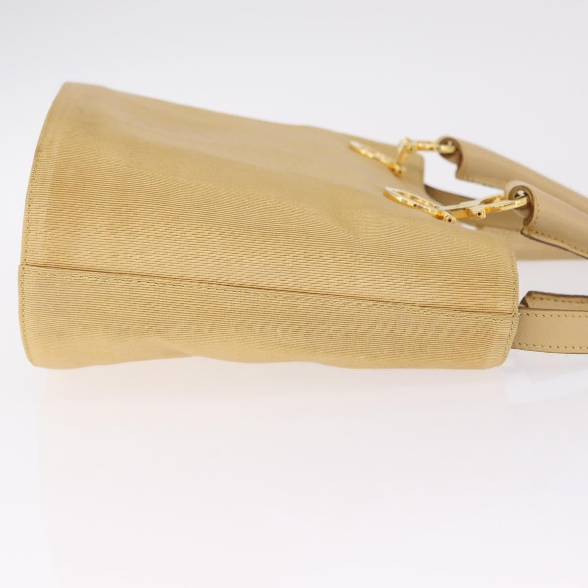 Salvatore Ferragamo Gancini Tote Canvas Beige Canvas Tote Bag Bag (Pre-Owned)