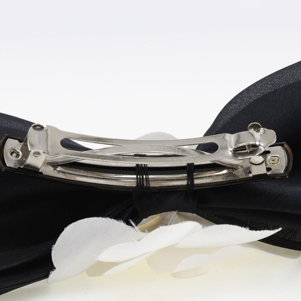 Chanel Camellia Ribbon Headband Silk Black Satin Head Accessory Accessory (Pre-Owned)