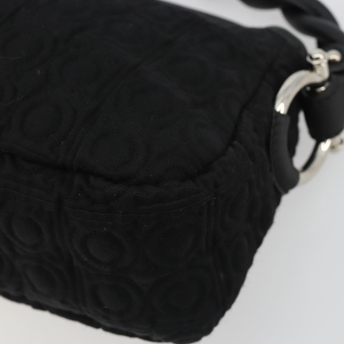 Salvatore Ferragamo Gancini Hobo Leather Black Cotton Handbag (Pre-Owned)