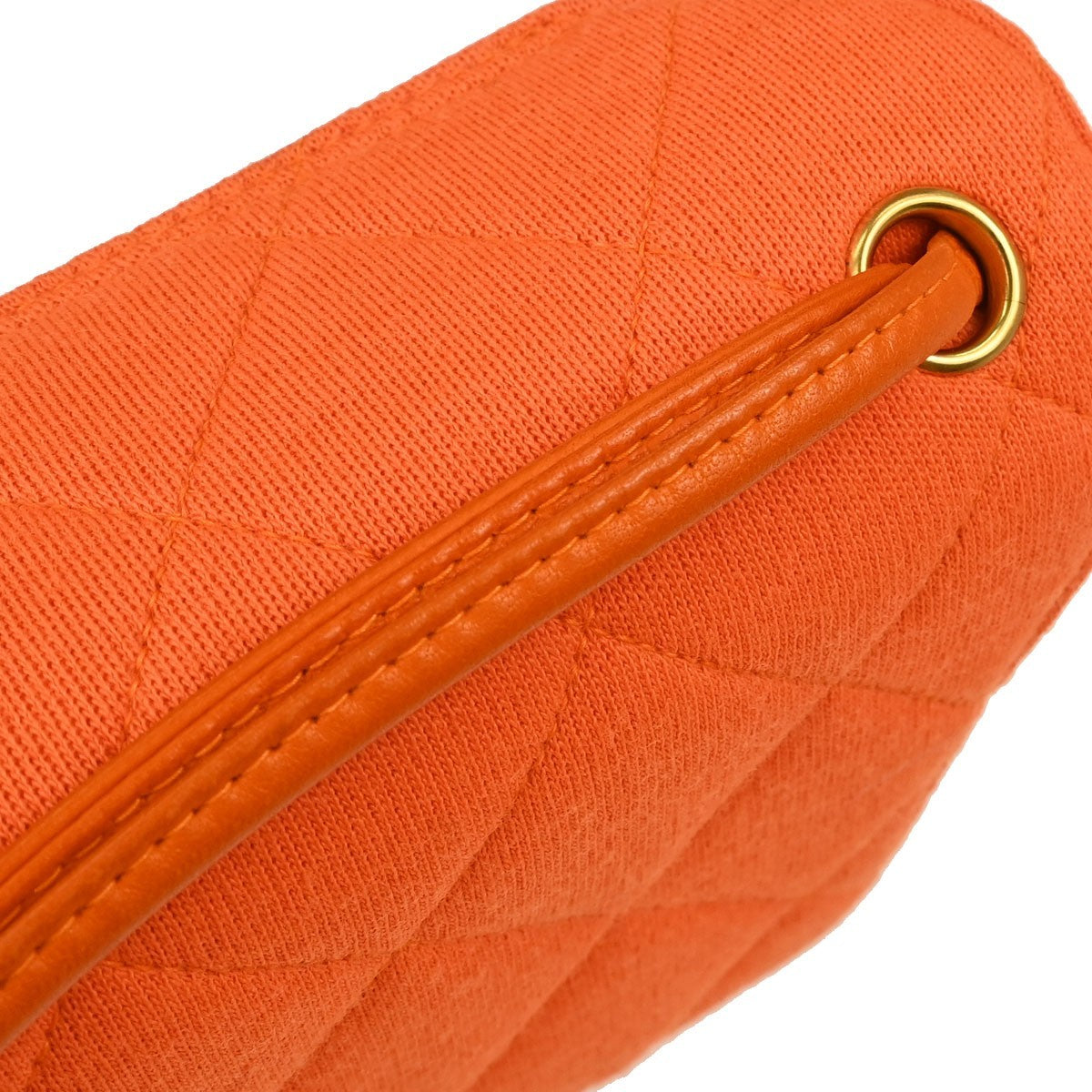 Chanel Shopping Quilted Knit Pluto Glitter Orange Cloth Handbag (Pre-Owned)