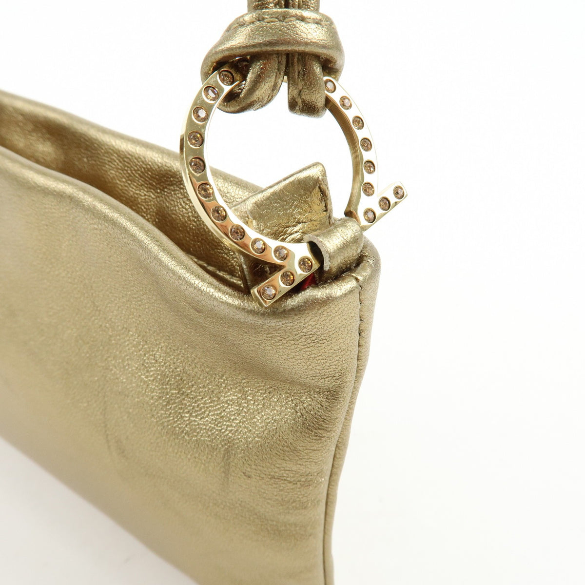 Salvatore Ferragamo Gancini Leather Gold Leather Crossbody Bag Bag (Pre-Owned)