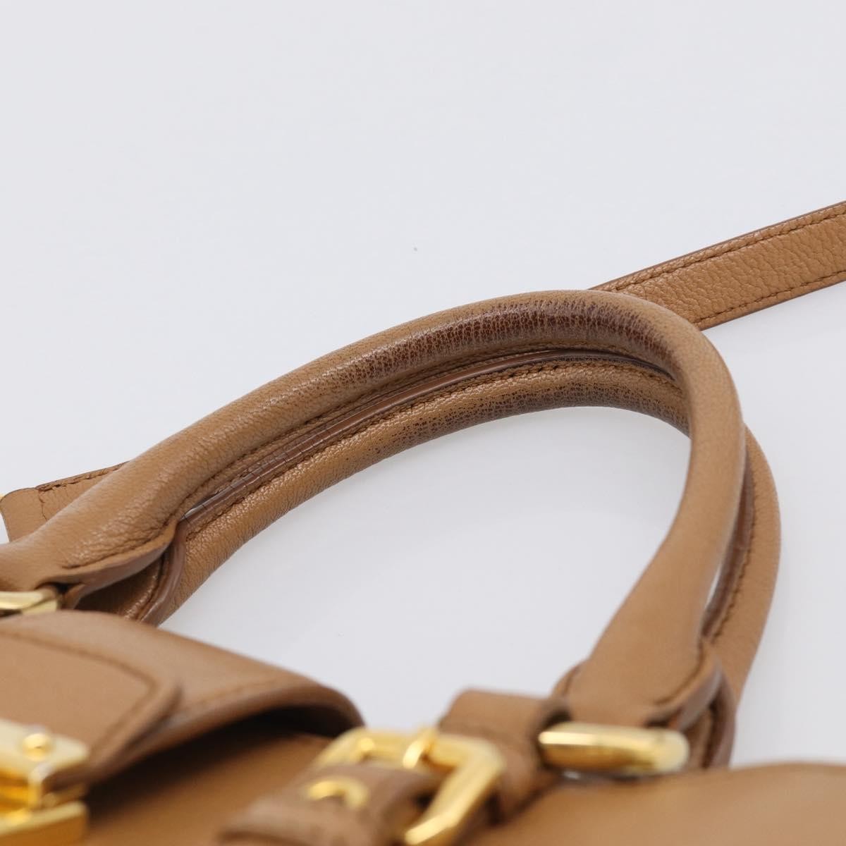 Miu Miu Madras Convertible Lock Leather Brown Leather Tote Bag Bag (Pre-Owned)
