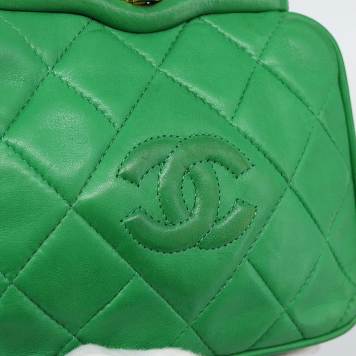 Chanel Coco Mark Quilted Lambskin Green Leather Shoulder Bag Bag (Pre-Owned)