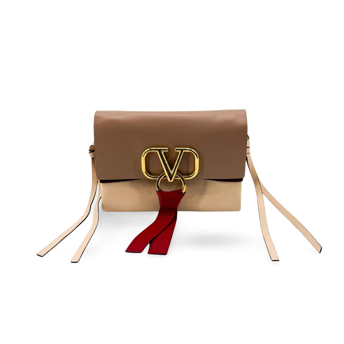 Valentino Garavani Vring Leather Brown Leather Crossbody Bag Bag (Pre-Owned)