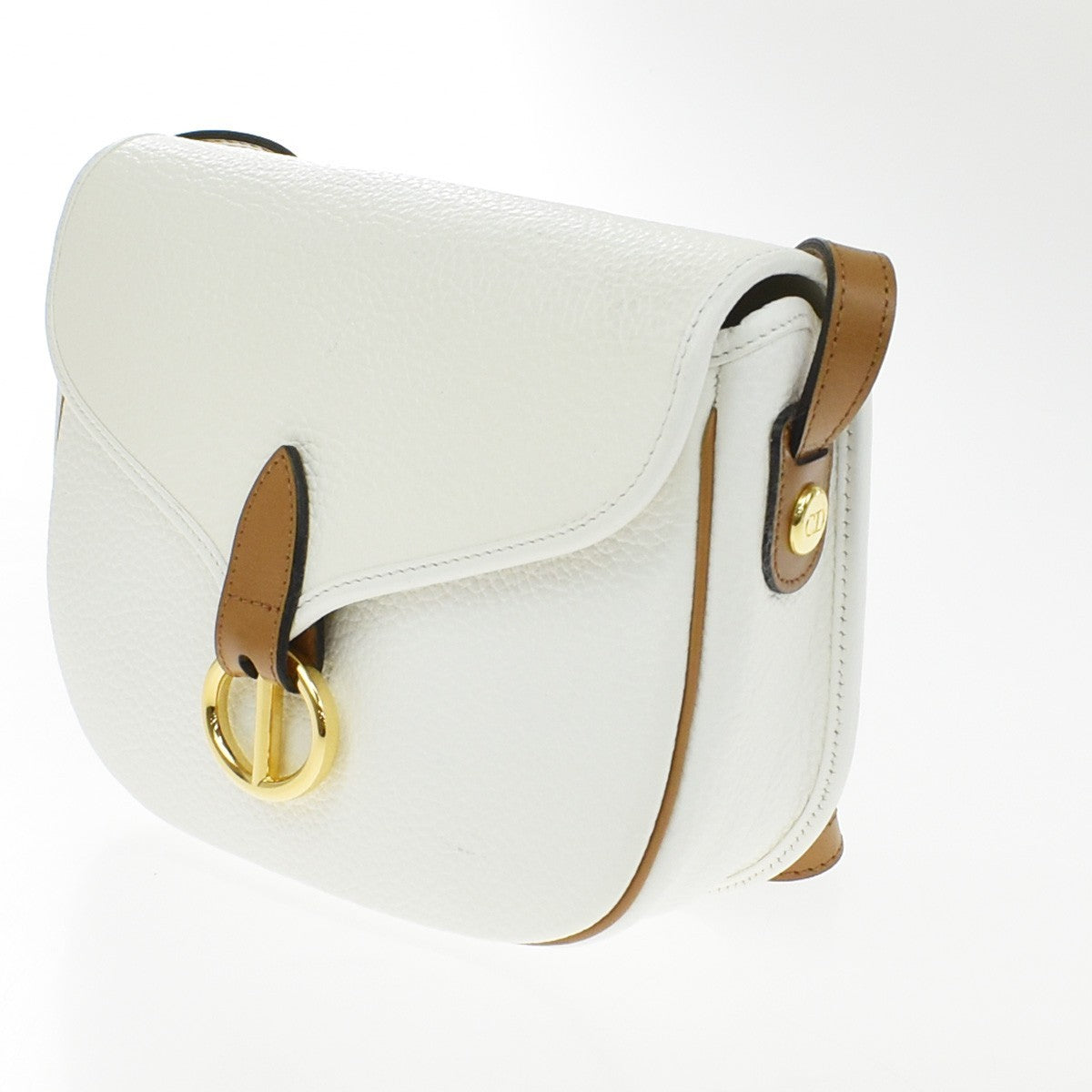 Christian Dior Vintage Cd Flap Leather White Leather Shoulder Bag Bag (Pre-Owned)