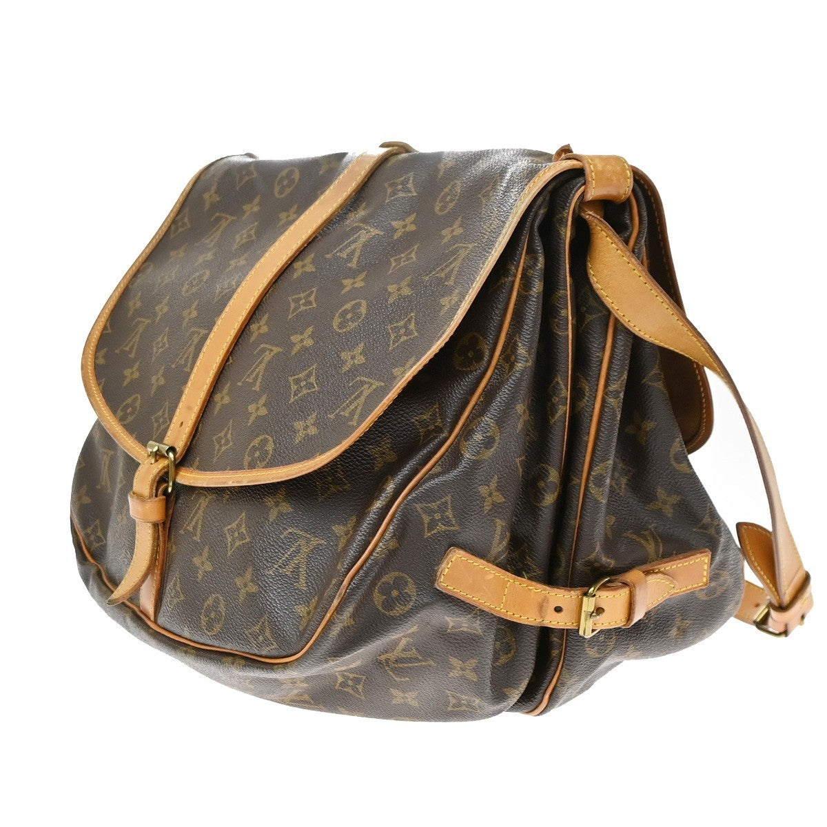 Louis Vuitton Saumur Monogram Brown Canvas Shoulder Bag Bag (Pre-Owned)