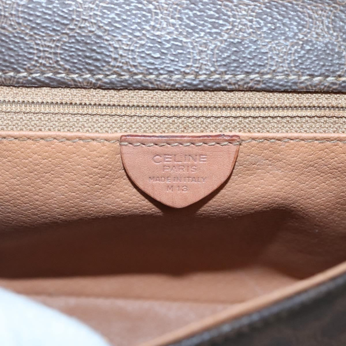 Celine Vintage Macadam Circle Logo Canvas And Leather Brown Canvas Shoulder Bag Bag (Pre-Owned)