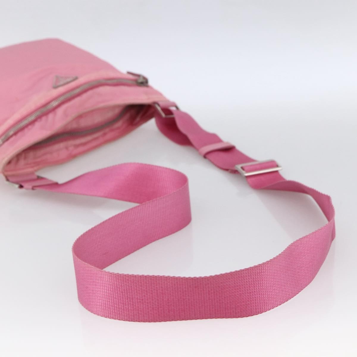 Prada Front Pocket Messenger Tessuto Pink Nylon Shoulder Bag Bag (Pre-Owned)