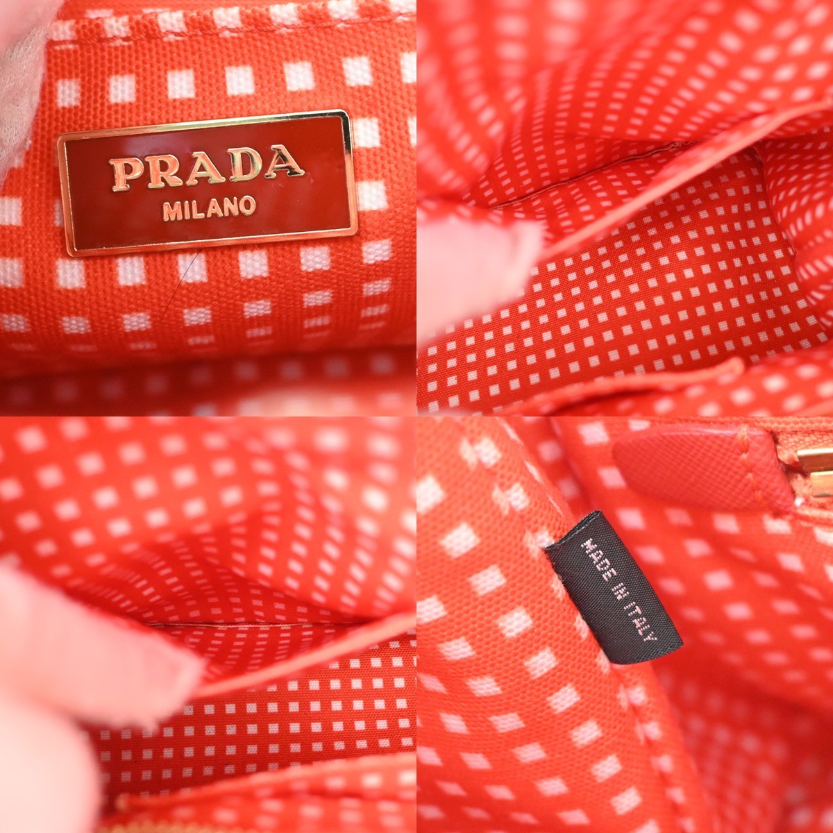 Prada Canapa Canvas Red Canvas Tote Bag Bag (Pre-Owned)