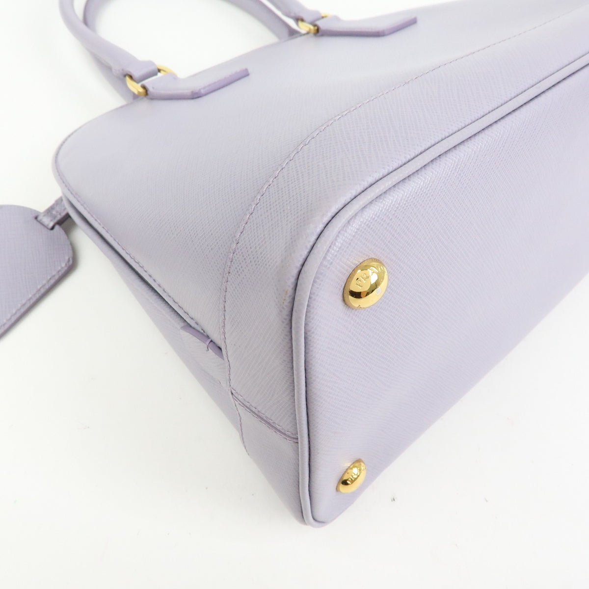 Prada Open Promenade Saffiano Leather Purple Leather Handbag (Pre-Owned)