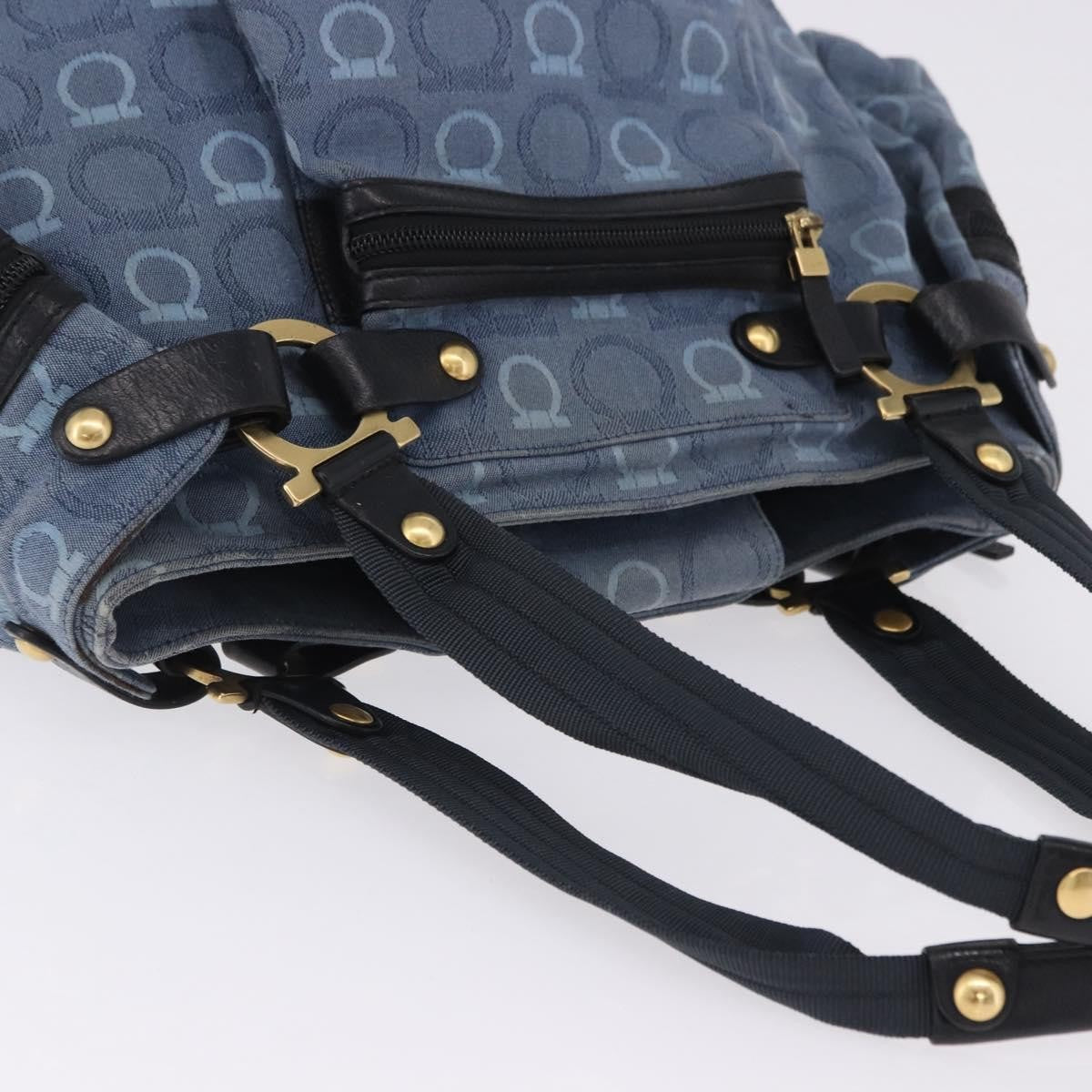 Salvatore Ferragamo Gancini Canvas Navy Canvas Crossbody Bag Bag (Pre-Owned)