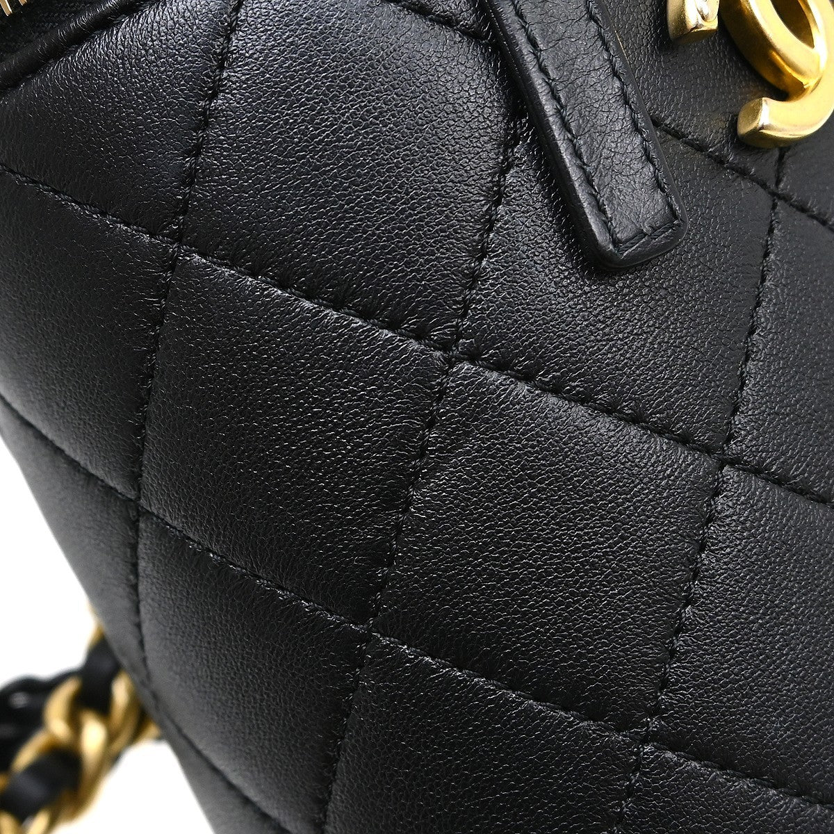 Chanel Side Note Vanity Case Quilted Lambskin Black Leather Shoulder Bag Bag (Pre-Owned)