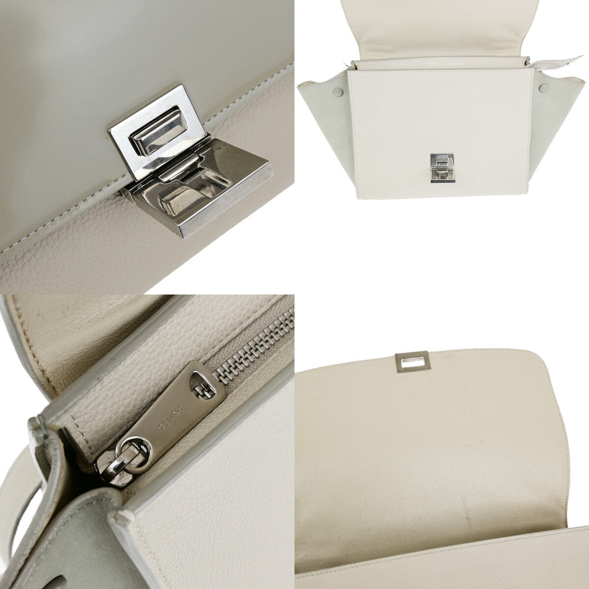 Celine Trapeze Leather Beige Leather Handbag (Pre-Owned)