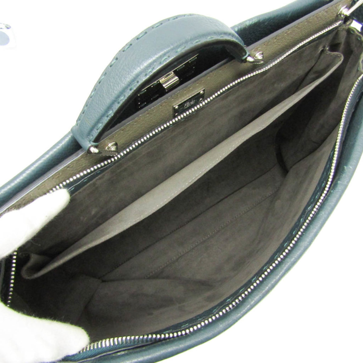 Fendi Monster Selleria Peekaboo Leather Green Leather Handbag (Pre-Owned)