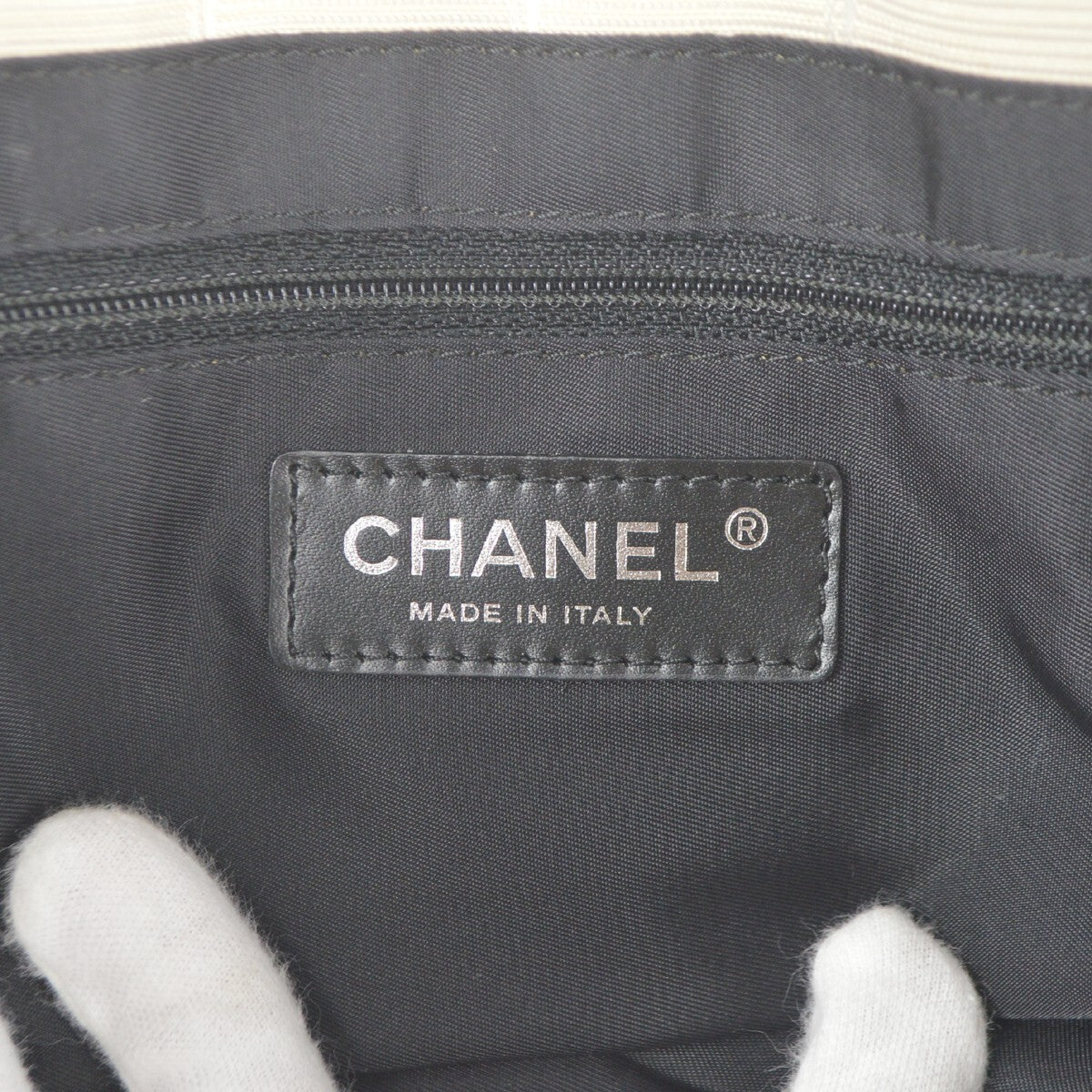 Chanel Travel Line Nylon White Nylon Tote Bag Bag (Pre-Owned)