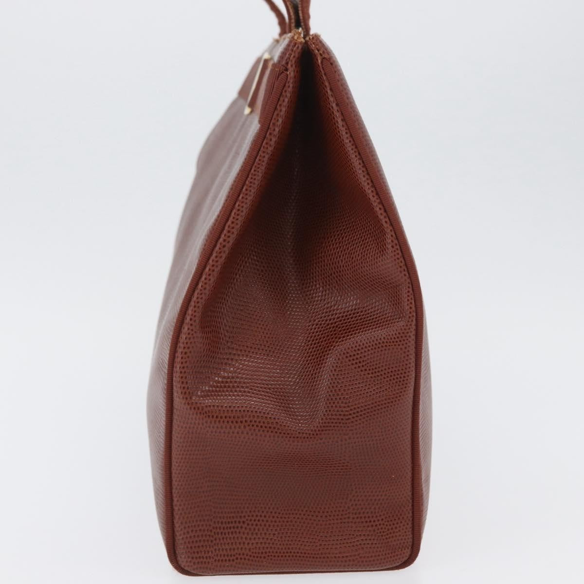 Salvatore Ferragamo Vala Tote Embossed Leather Brown Leather Tote Bag Bag (Pre-Owned)