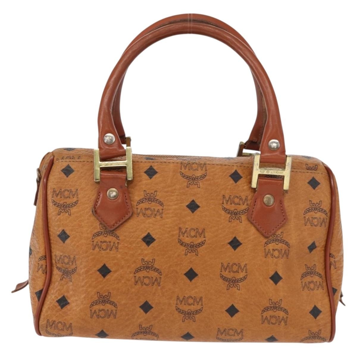 MCM Visetos Logogramme Canvas And Leather Brown Canvas Handbag (Pre-Owned)