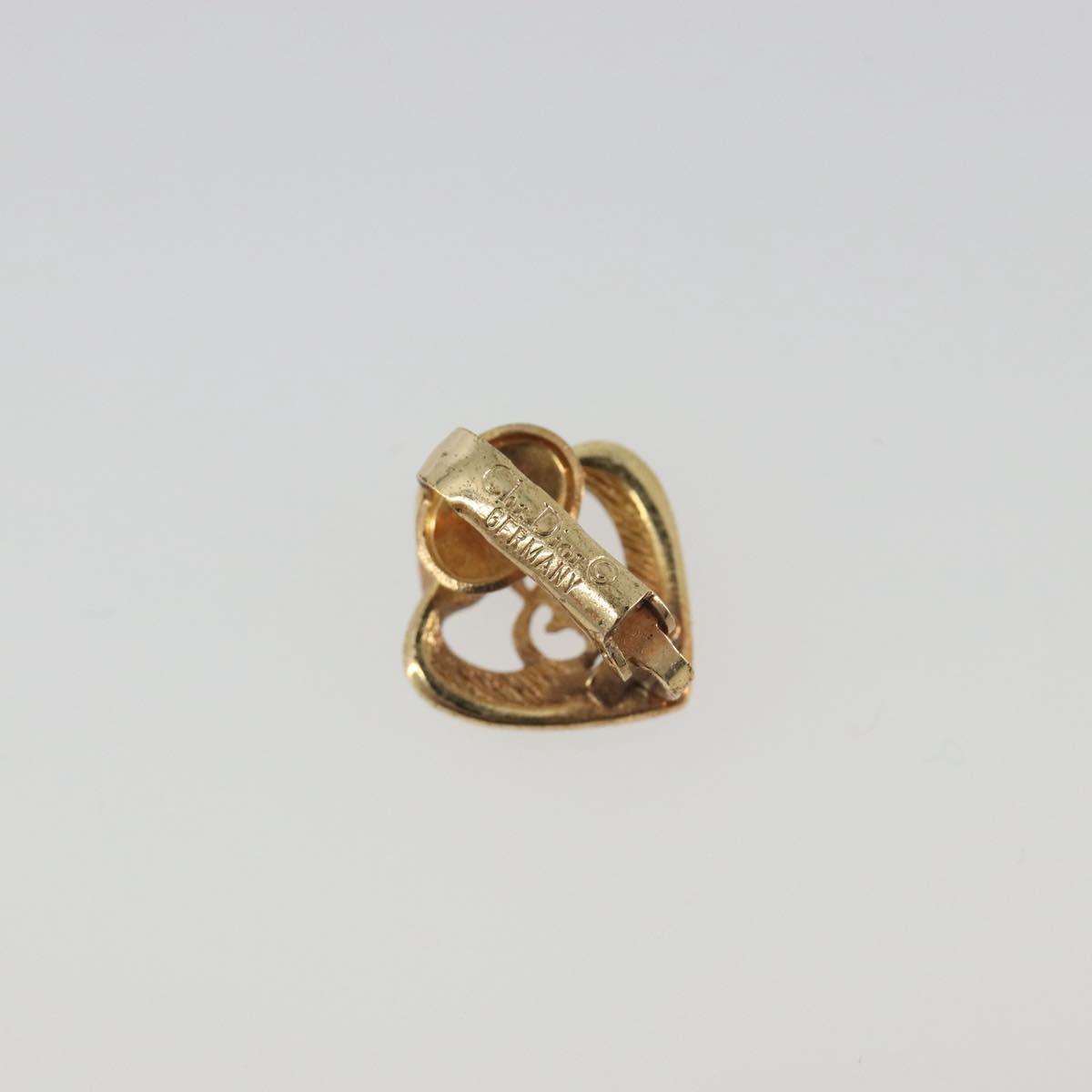 Christian Dior Vintage Heart Clip-On Metal Gold Gold Earrings Jewelry (Pre-Owned)