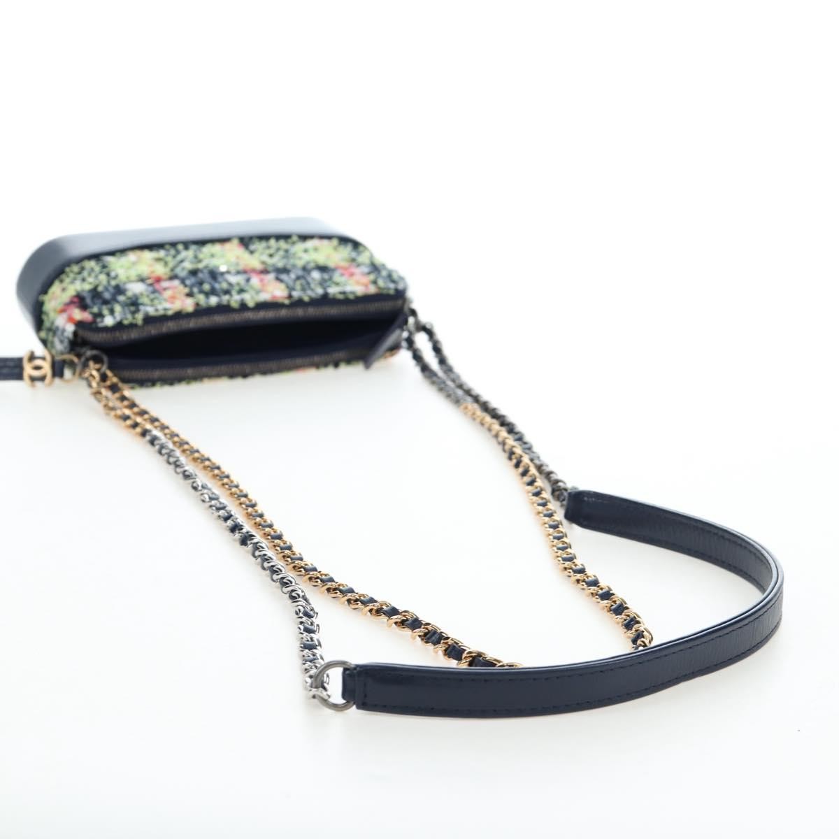 Chanel Gabrielle Tweed Navy Tweed Clutche & Pouche Bag (Pre-Owned)