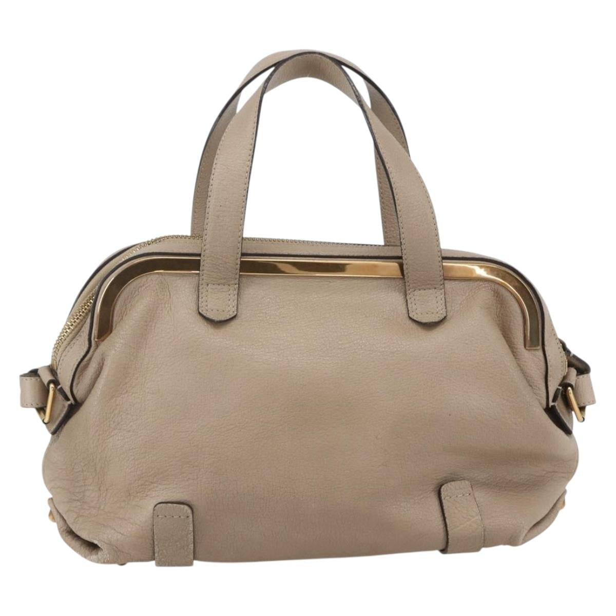 Chloe Abby Convertible Frame Satchel Leather With Suede Beige Leather Handbag (Pre-Owned)