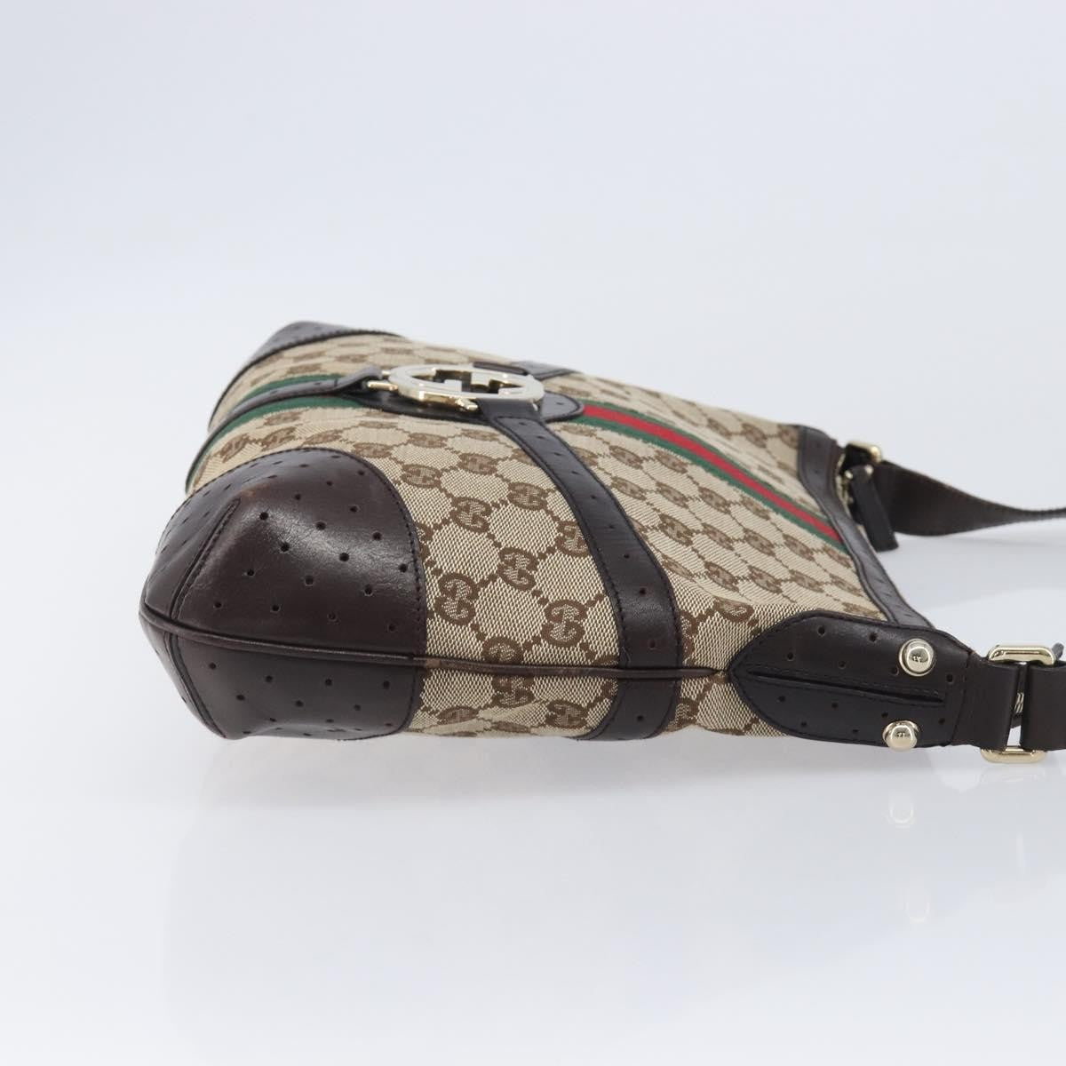 Gucci Reins Web Canvas Beige Canvas Shoulder Bag Bag (Pre-Owned)