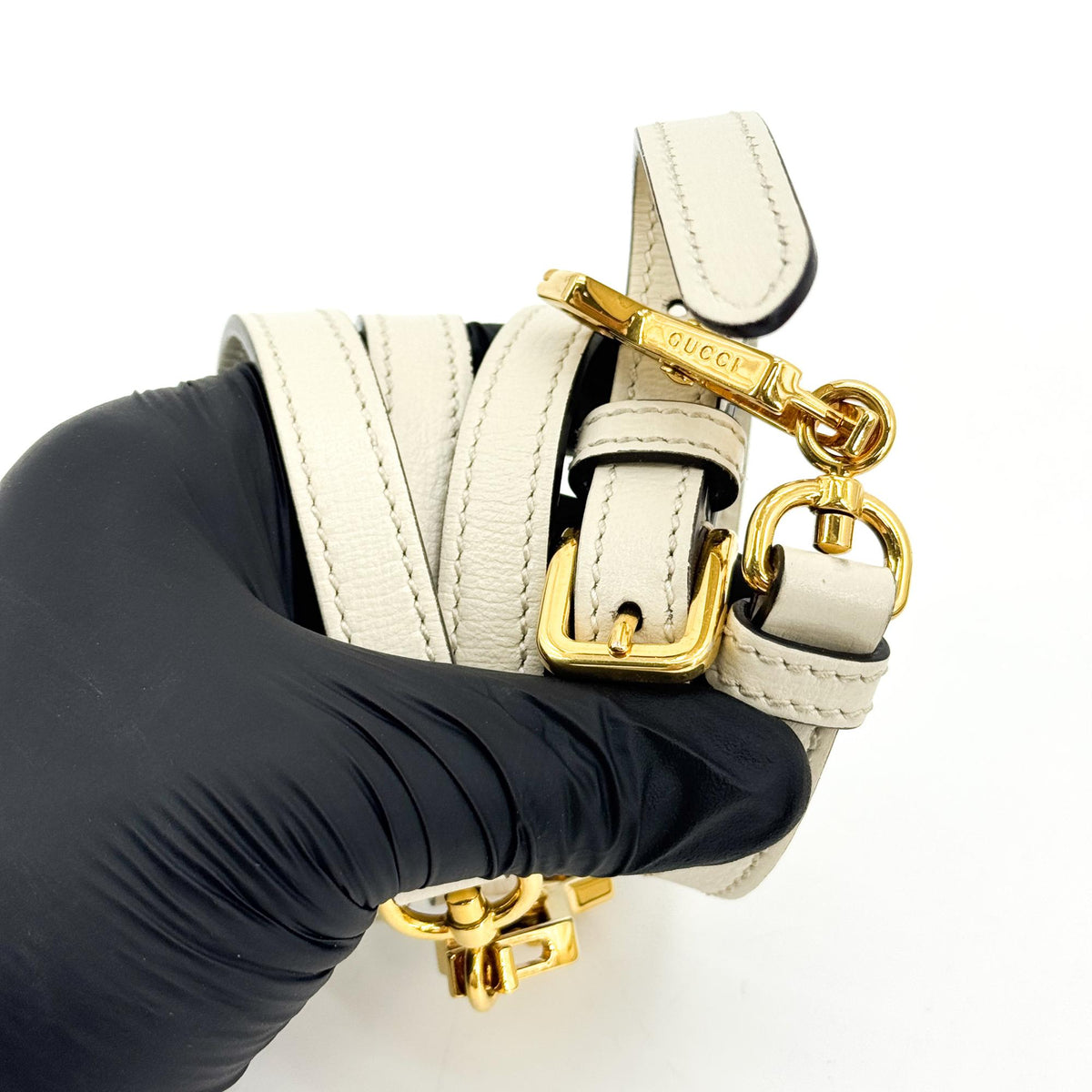 Gucci Horsebit 1955 Top Handle Gg Canvas With Leather White Canvas Handbag (Pre-Owned)