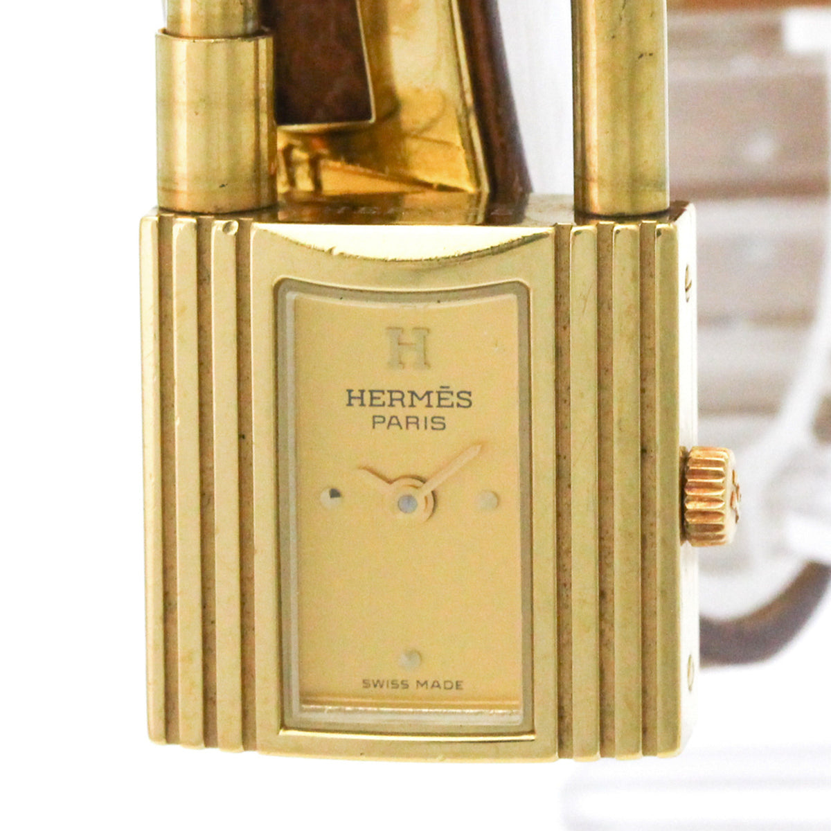 Hermes Kelly Quartz Plated Metal And Leather Watch (Pre-Owned)