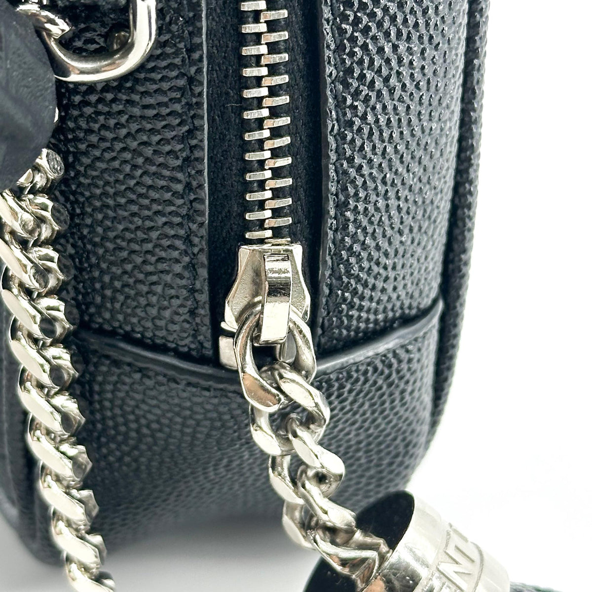 Saint Laurent Lou Camera Matelasse Chevron Leather Black Calfskin Handbag (Pre-Owned)