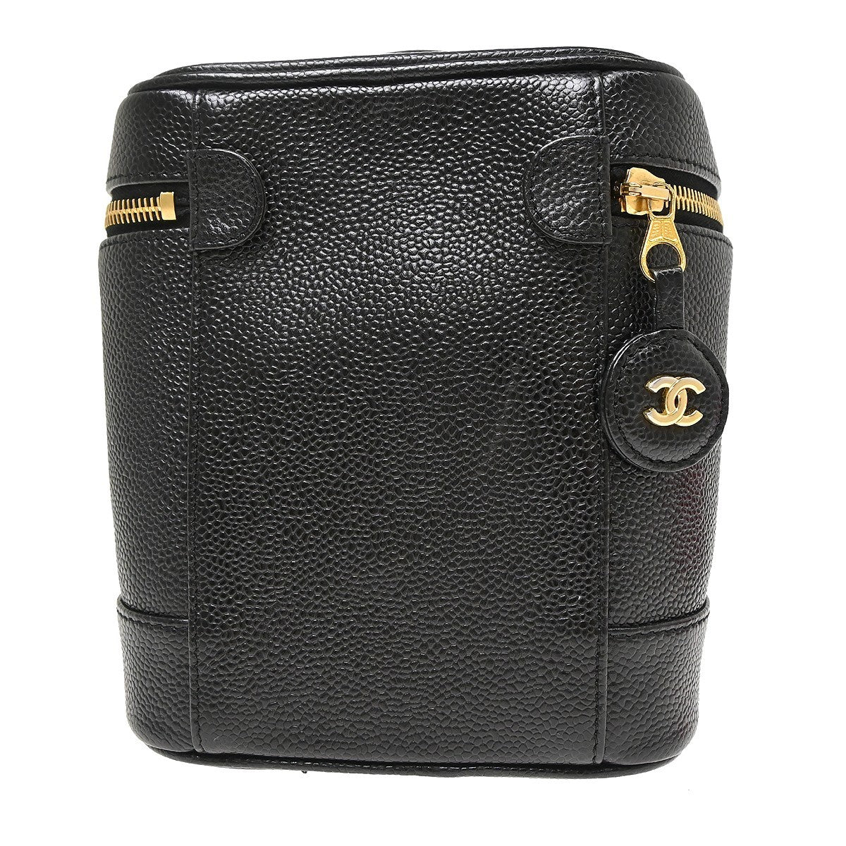Chanel Vintage Timeless Cosmetic Case Caviar Black Leather Handbag (Pre-Owned)
