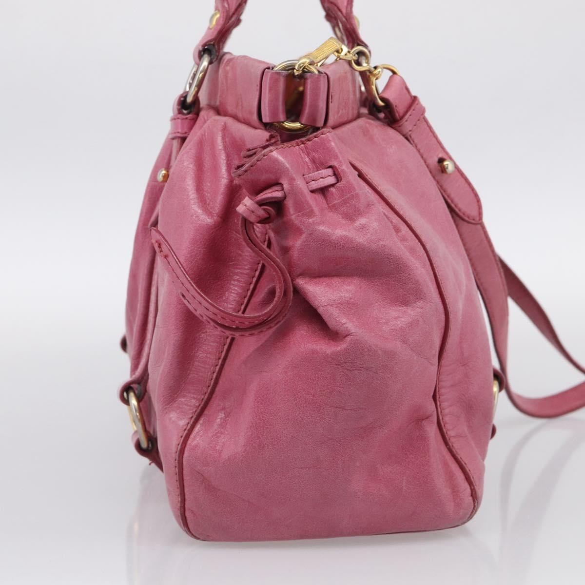 Miu Miu Vitello Lux Leather Pink Leather Handbag (Pre-Owned)