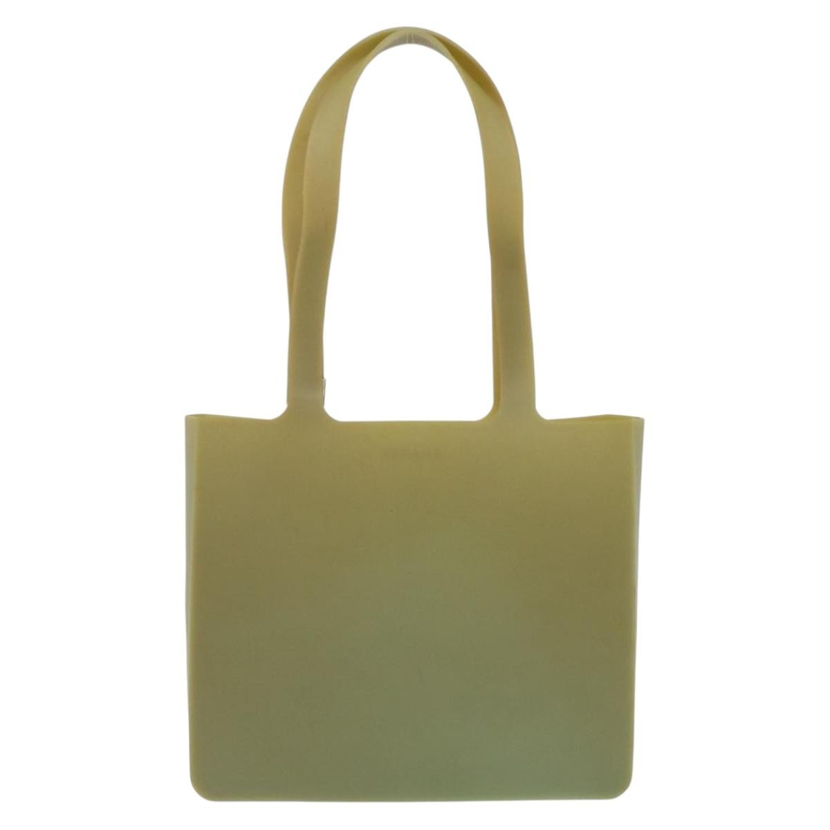 Chanel Vintage Logo Tote Plastic Khaki Plastic Tote Bag Bag (Pre-Owned)