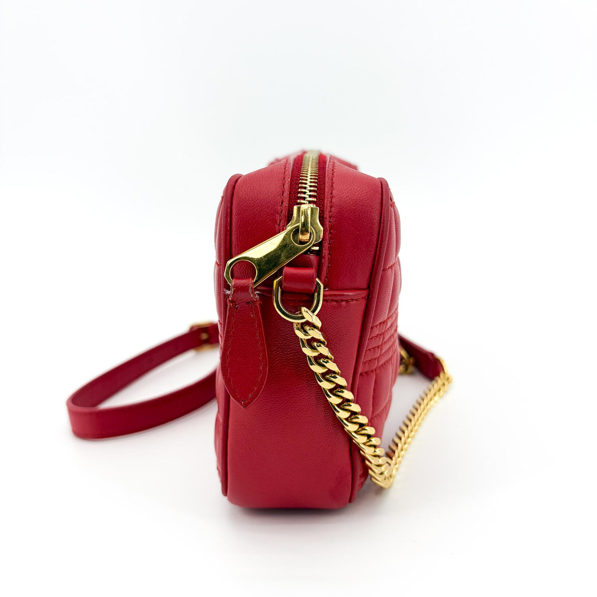 Burberry Tb Camera Quilted Leather Gold Leather Shoulder Bag Bag (Pre-Owned)