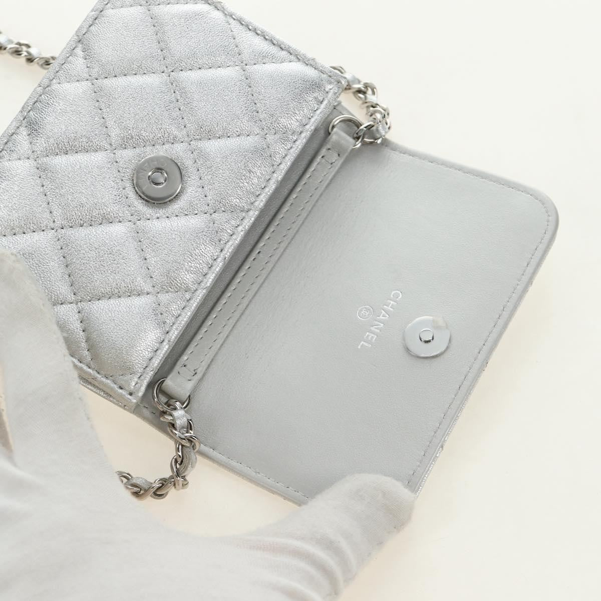 Chanel Cc Star Flap Chain Belt Quilted Lambskin Silver Leather Clutche & Pouche Bag (Pre-Owned)