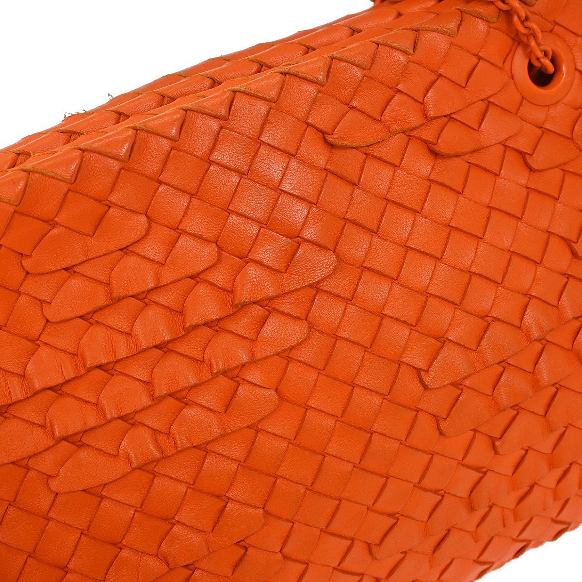 Bottega Veneta Intrecciato Shoulder Leather Orange Leather Shoulder Bag Bag (Pre-Owned)