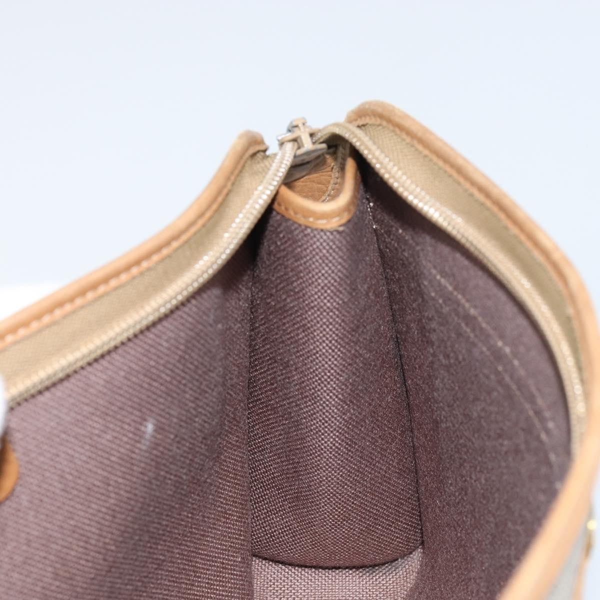 Christian Dior Vintage Honeycomb Zip Canvas And Leather Beige Canvas Clutche & Pouche Bag (Pre-Owned)