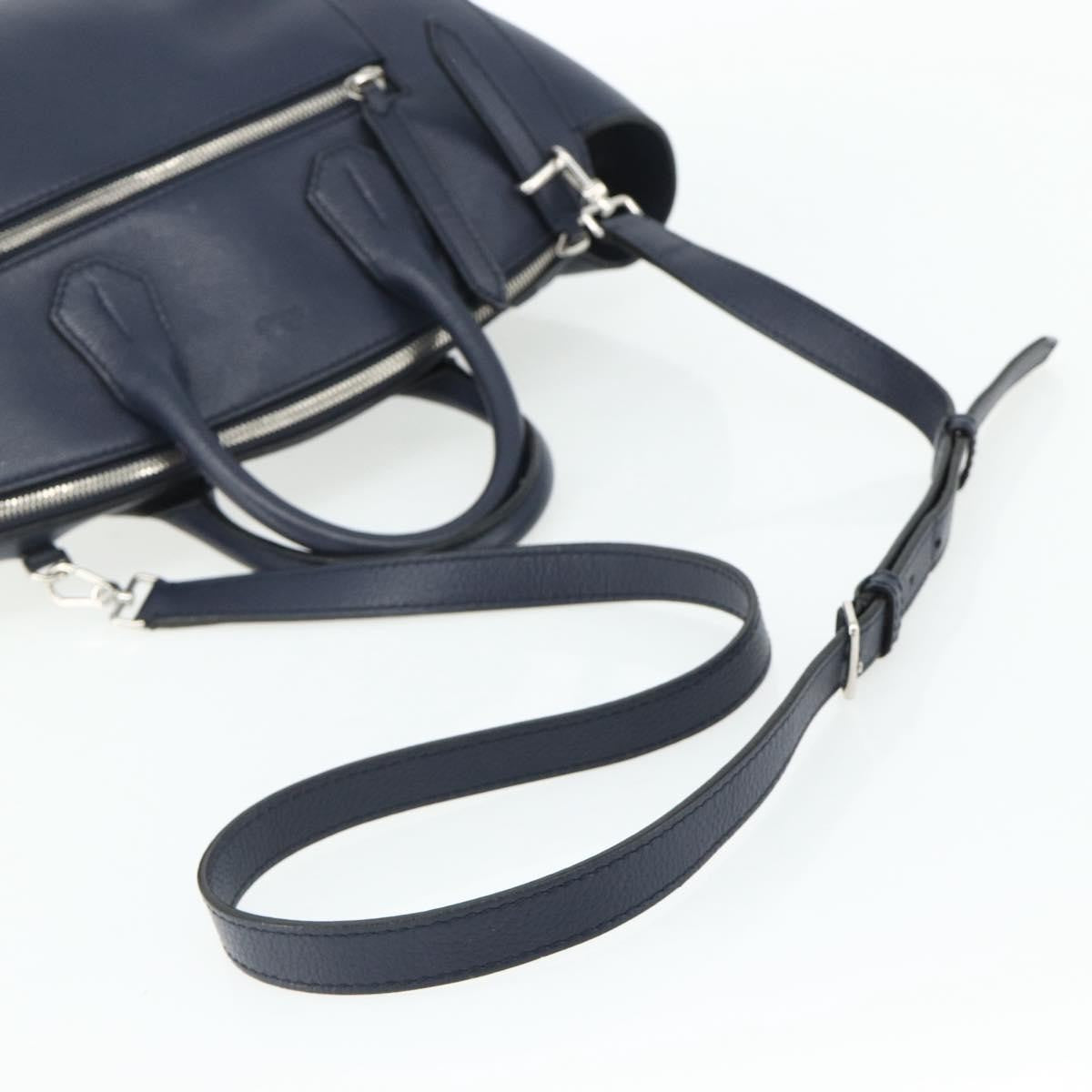Bally Vintage Leather Navy Leather Handbag (Pre-Owned)