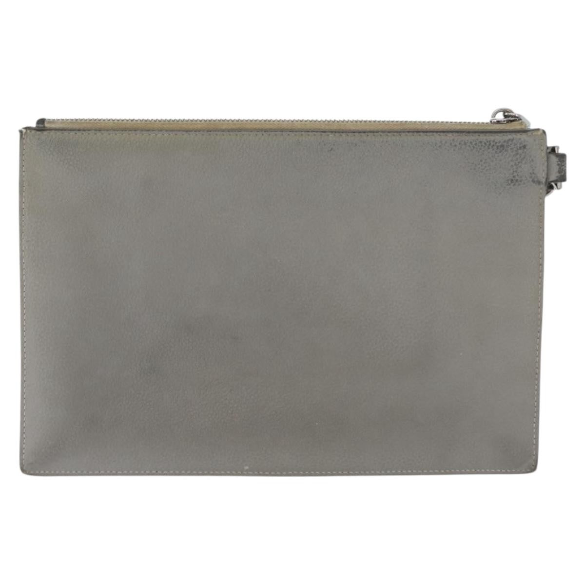 Christian Dior Clutch Leather Gray Leather Clutche & Pouche Bag (Pre-Owned)