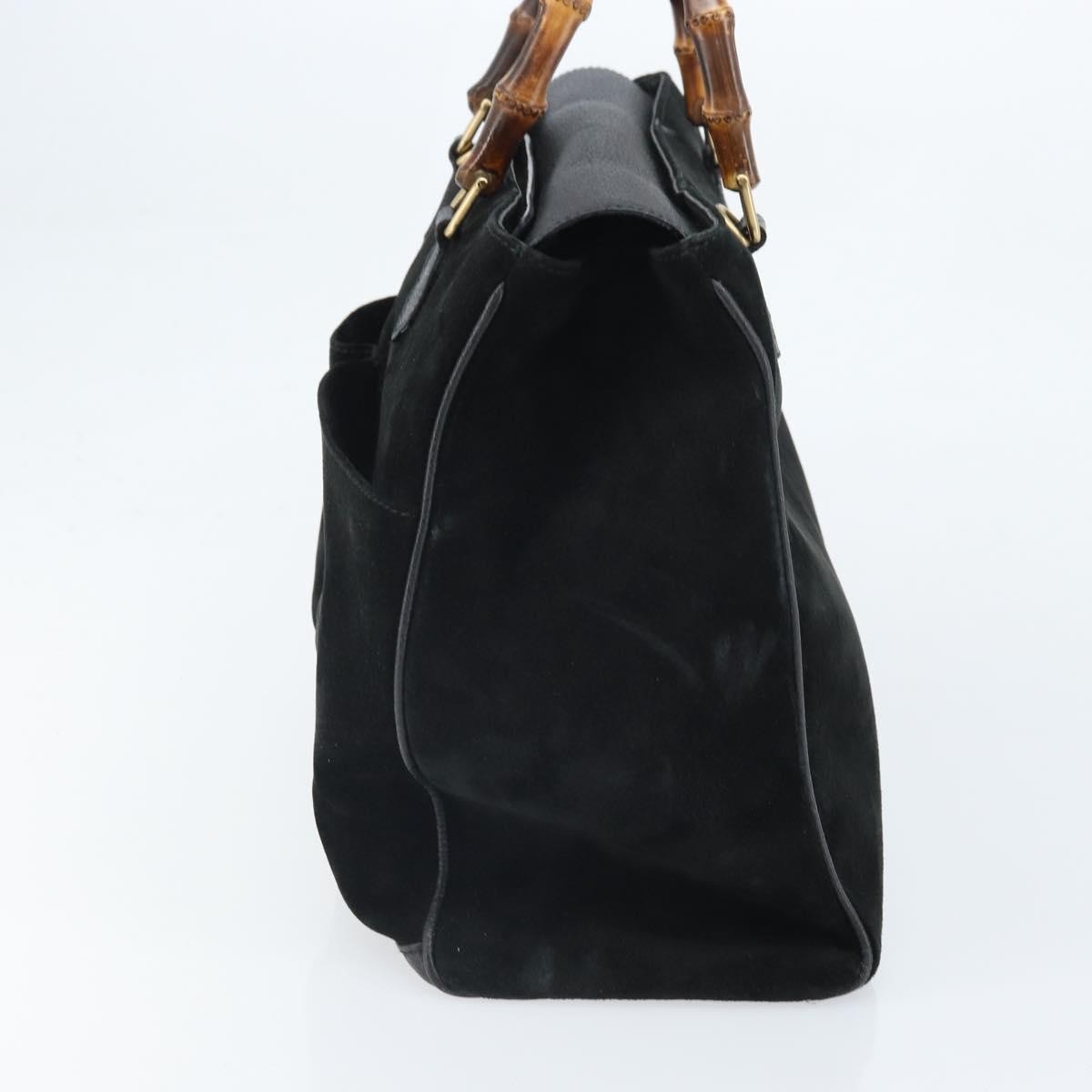 Gucci Bamboo Suede Black Suede Tote Bag Bag (Pre-Owned)