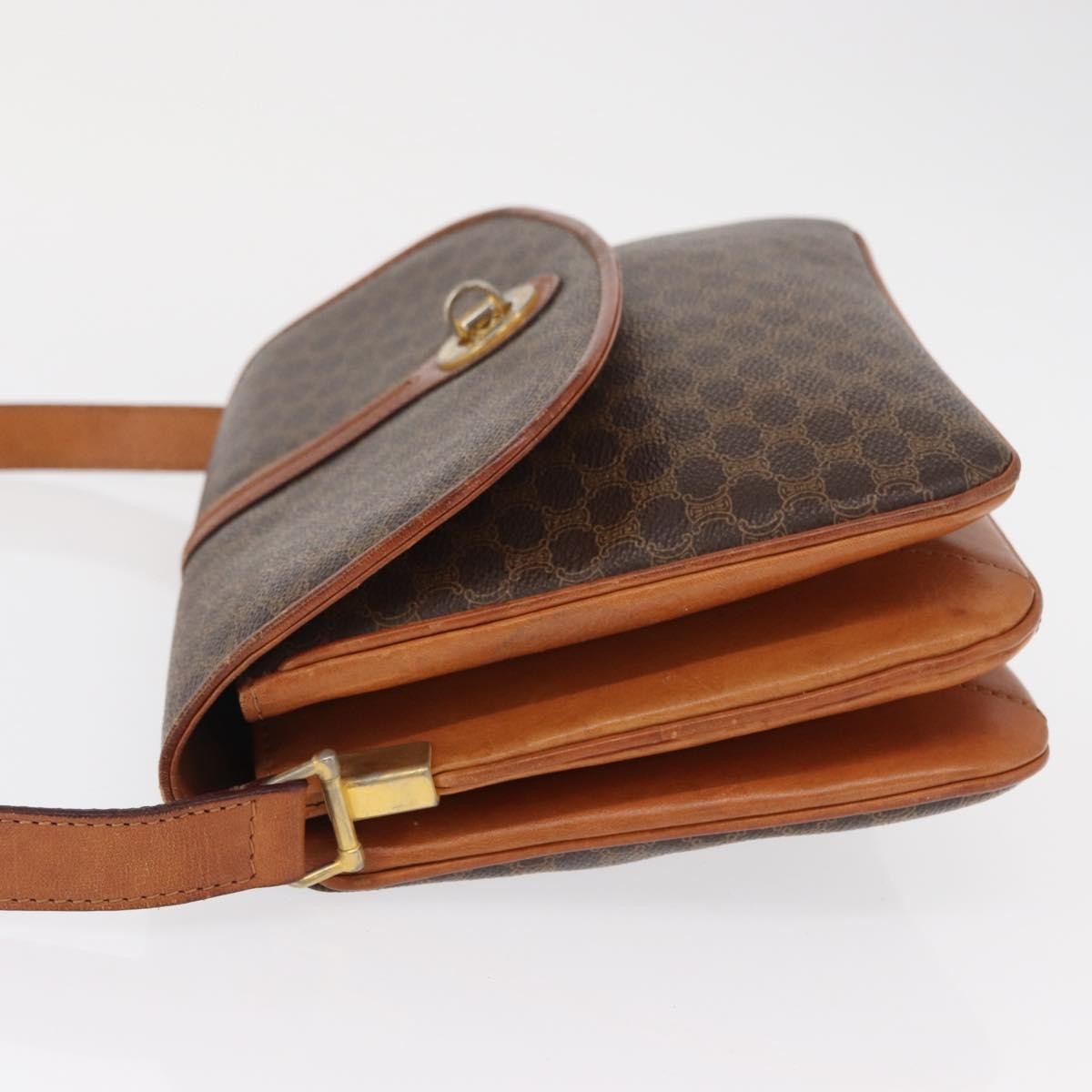 Celine Vintage Macadam Canvas And Leather Brown Canvas Shoulder Bag Bag (Pre-Owned)