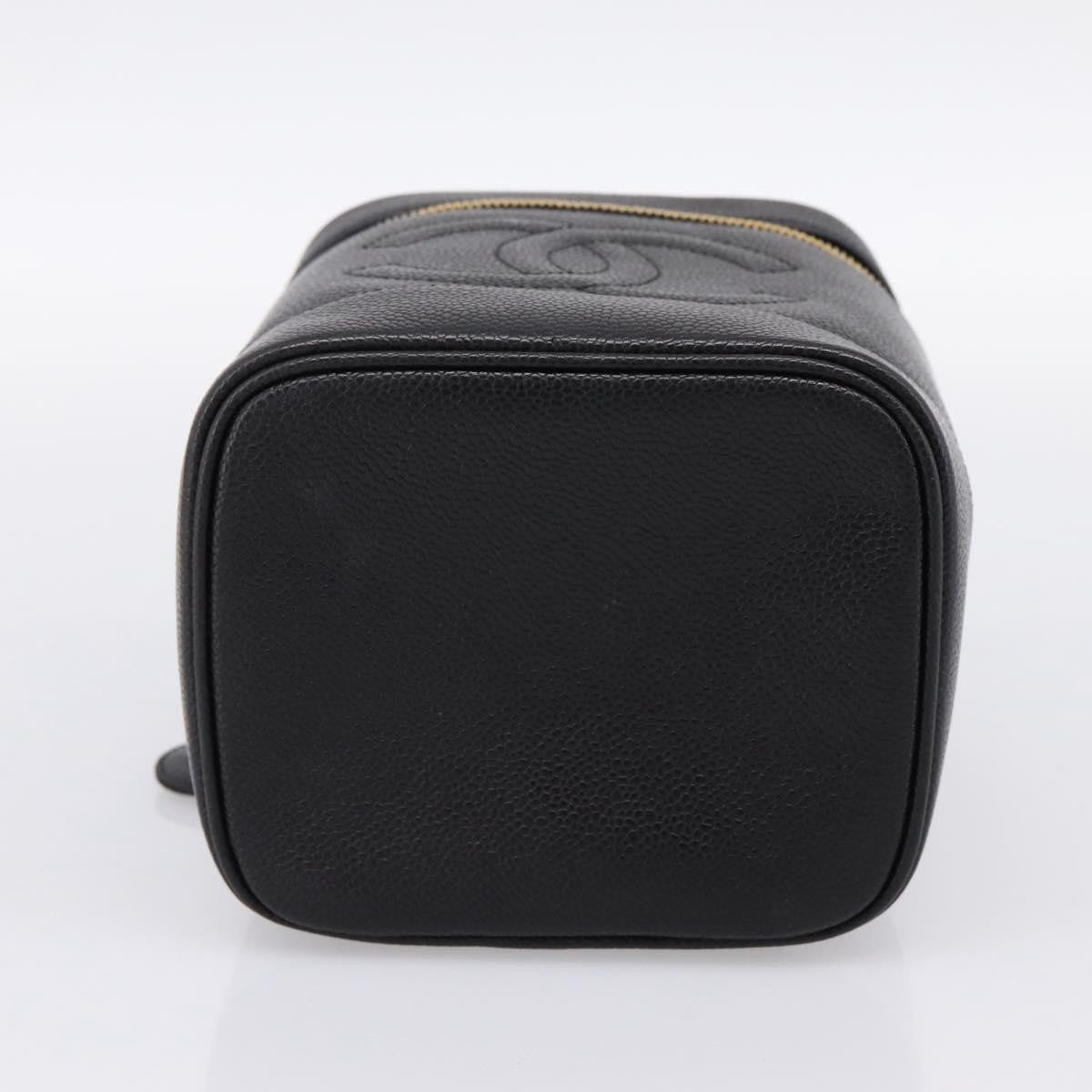 Chanel Vintage Timeless Cosmetic Case Caviar Black Leather Handbag (Pre-Owned)