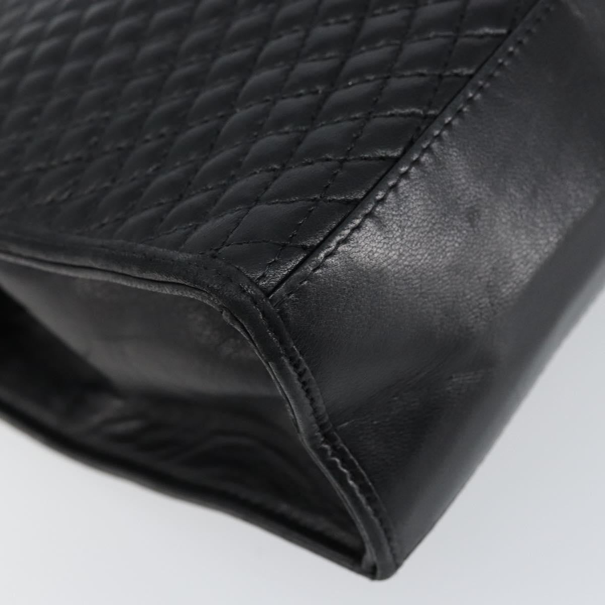 Bally Vintage Flap Quilted Leather Black Leather Handbag (Pre-Owned)