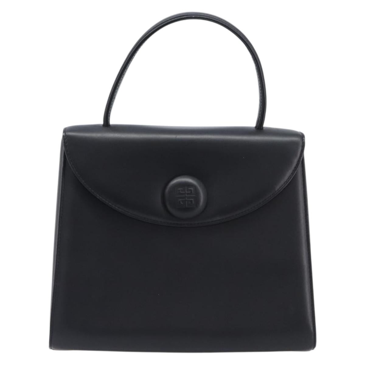 Valentino Garavani Top Handle Flap Leather Black Leather Handbag (Pre-Owned)