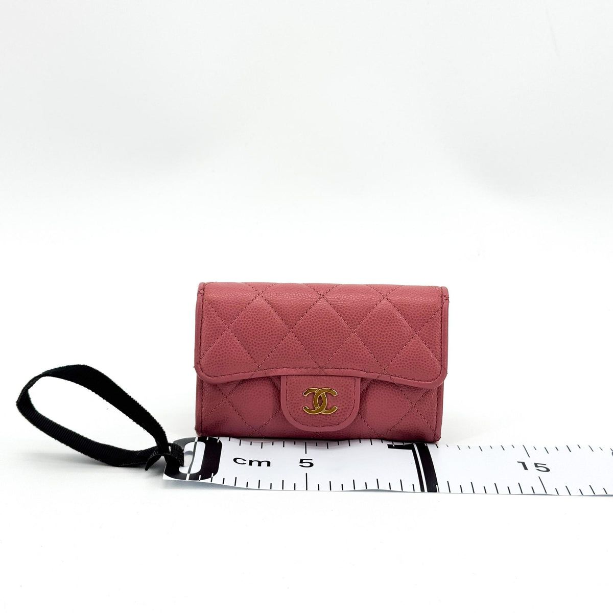 Chanel Classic Flap Card Case Quilted Caviar Pink Leather Card Holders Accessory (Pre-Owned)