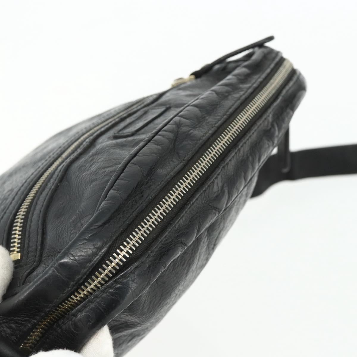 Gucci Front Zip Messenger Guccissima Leather Black Leather Shoulder Bag Bag (Pre-Owned)