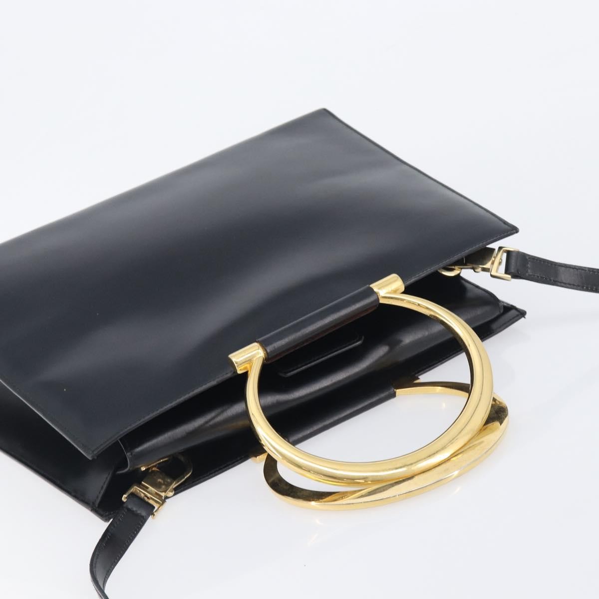 Celine Top Handle Leather Black Leather Handbag (Pre-Owned)