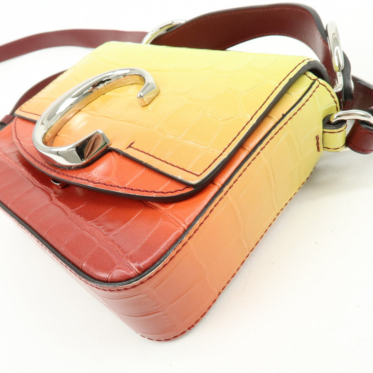 Chloe C Flap Crocodile Embossed Leather Multicolour Leather Handbag (Pre-Owned)