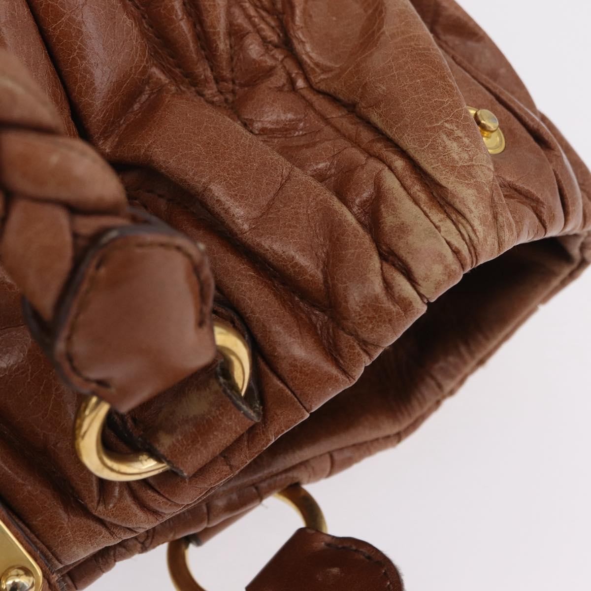 Miu Miu Coffer Satchel Matelasse Leather Brown Leather Handbag (Pre-Owned)