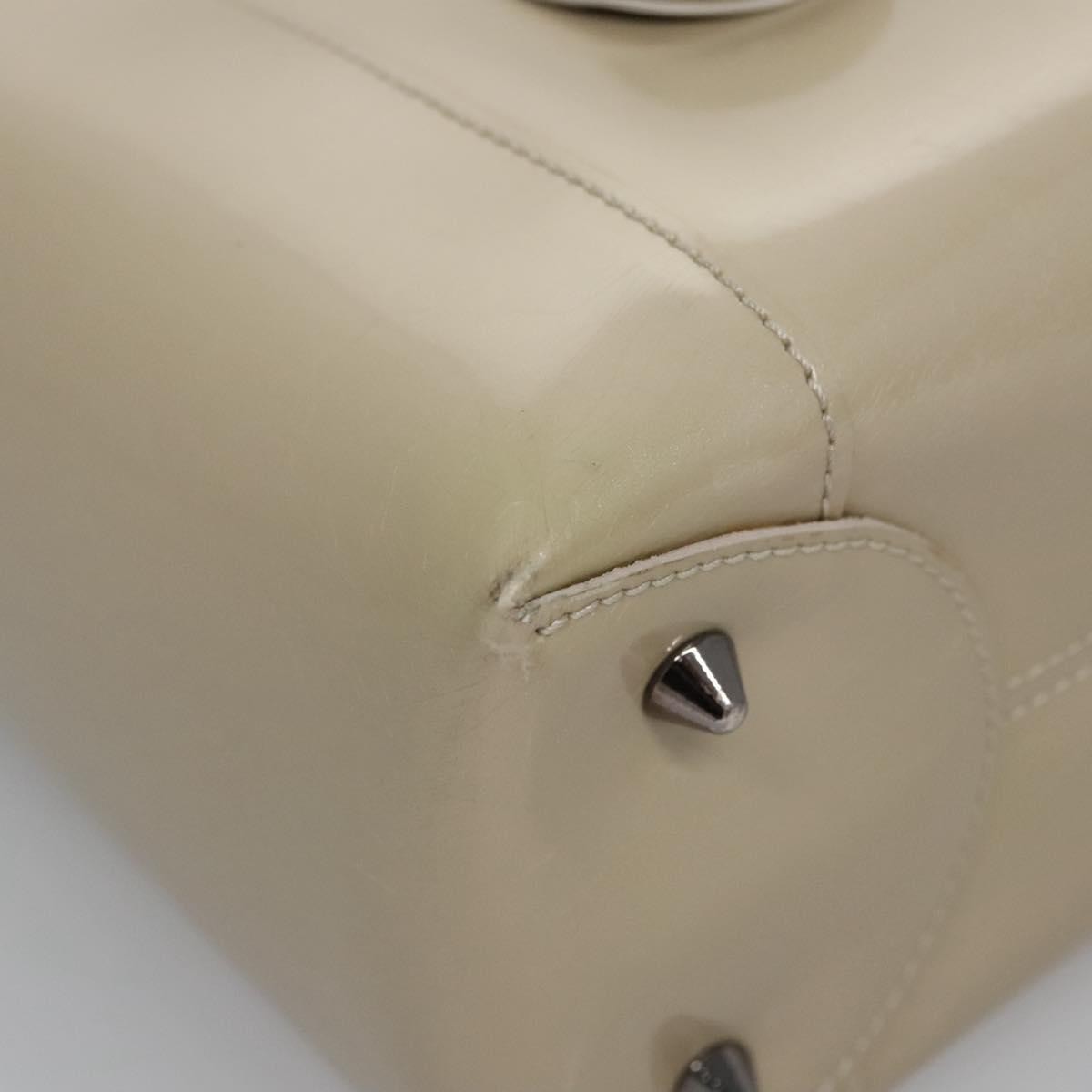 Christian Dior Pearl Lady Dior Patent Leather Beige Patent_Leather Handbag (Pre-Owned)