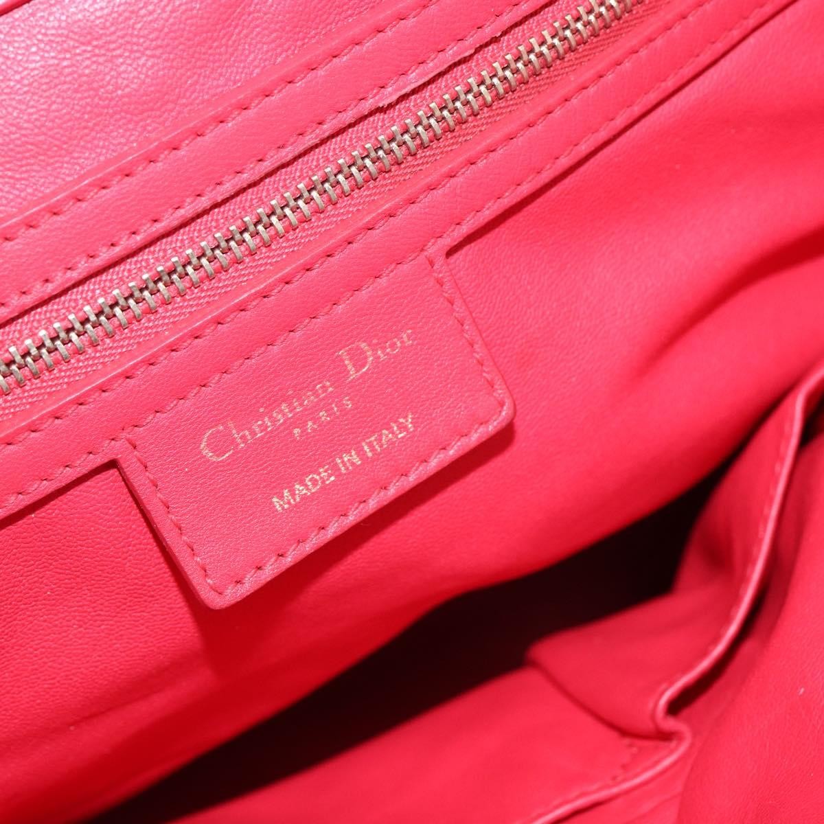 Christian Dior Delices Cannage Quilt Leather Red Leather Tote Bag Bag (Pre-Owned)