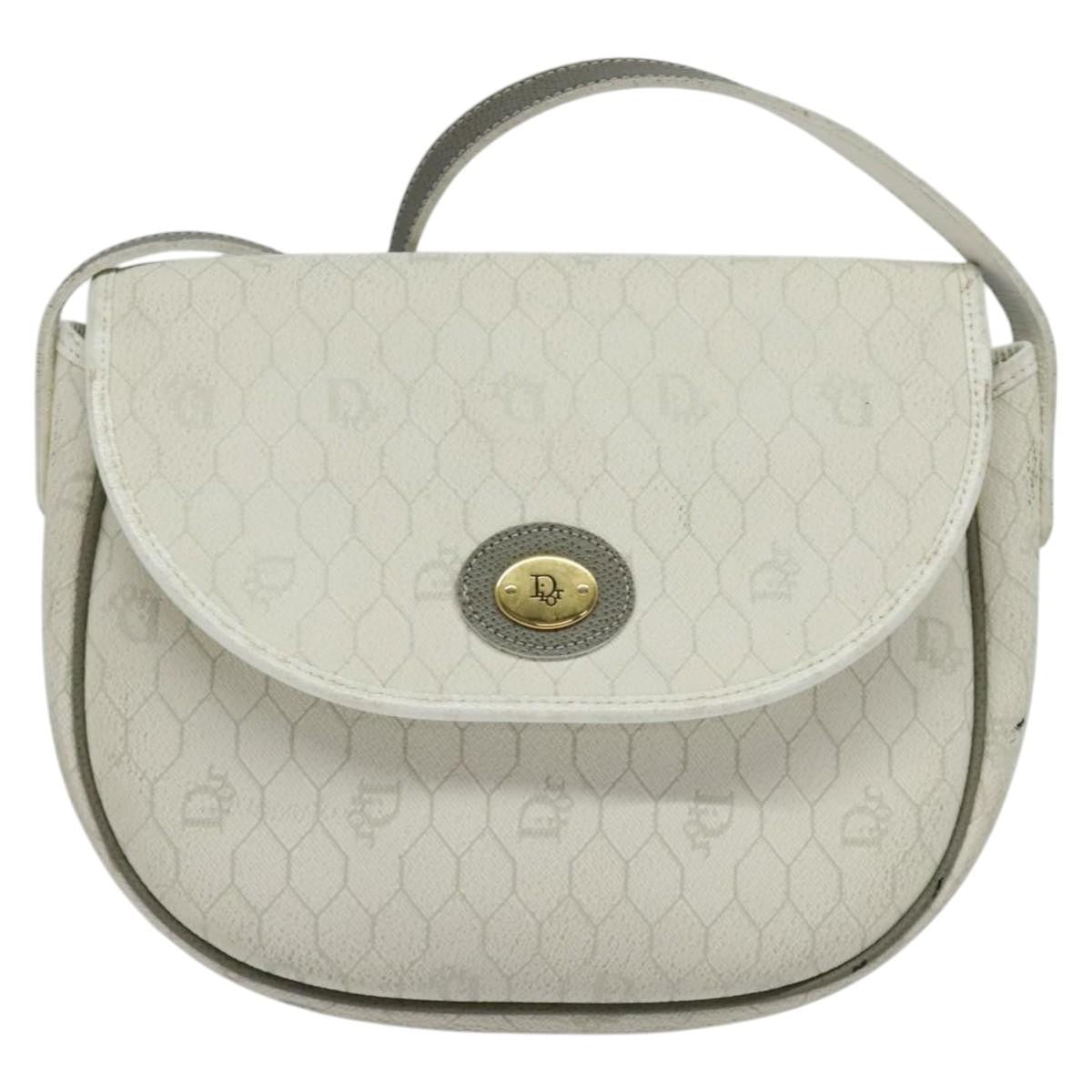 Christian Dior Vintage Honeycomb Flap Coated Canvas White Canvas Wallets Accessory (Pre-Owned)